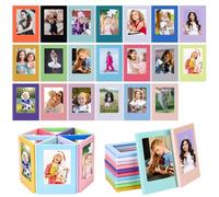 CCCYMM 24 Pack 3 Inch Magnetic Photo Frame 20 Colors Picture Frames Mini Colorful Plastic Magne Hold for Fridge Home Office Images Lists Messages