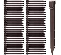 CCCYMM 50 Pcs Plastic Ground Stakes 9.6 Inch Landscape Edging Stakes Tent Pegs Spikes for Campings Outdoor Edging and Terrace Board and Garden Lawn, Sturdy Canopy Stakes for Sand Beach Woods(Brown)