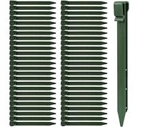 CCCYMM 50 Pcs Plastic Ground Stakes 9.6 Inch Landscape Edging Stakes Tent Pegs Spikes for Campings Outdoor Edging and Terrace Board and Garden Lawn, Sturdy Canopy Stakes for Sand Beach Woods(Green)