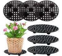 CCCYMM 6 Pcs Plant Level Pot Elevator, Heavy Duty Plant Stand, Black Round Plant Flower Pot Holder Plastic Plant Risers for Indoor Outdoor Garden Deck Floor Protector-20 cm / 8 Inch