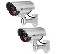 CCD 1100B Outdoor Indoor Fake Dummy Imitation CCTV Security Camera with Blinking Flashing Light Bullet Shape (Pack of 2)