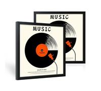 ccdcc 12.6x12.6 Vinyl Record Frame 2 Pack, Black Wooden Album Cover Display Frame with Tempered Glass Cover for Any 12 By 12 Inch Lp Record Cover