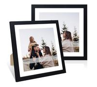 ccdcc 12x12 Picture Frame Set of 2, 12 x 12 Wood Photo Frames with Mat for 10x10 or 30x30cm Diamond Art Painting, Wooden Frame with Real Glass Cover for Wall and Tabletop Display,Black