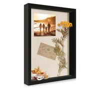CCDCC 12x16 Large Shadow Box Picture Frame Display Case with Soft Linen Back, Black Wooden Memory Shadow Box Frame with Tempered Glass Cover for Wall Display