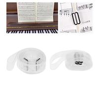CCeCCe 2 Pack Music Book Clip Transparent Visible Piano Page Sheet Pressure Band Fix Strap Music Score Folder Bookmark Stand Fixing Strip for Trainer Reading Mark Piano Keyboard Instrument Accessories
