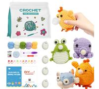 CCFTIFF Crochet Kits for Beginners, Crochet Accessories with Yarn, 4pcs Crochet Animal kit, Crochet Hooks Set with Step-by-Step Instruction Video, Crochet Starter Kit for DIY Crafts