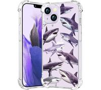 CCFUNCASE Compatible with iPhone 14 Case Cute Clear for Women - Rugged Phone Case Funda Protector Protectores Cover Skin para Compatible with iPhone 14 (Cool Fierce Sharks Animals)