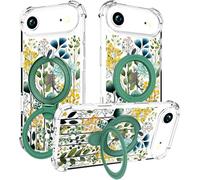 CCFUNCASE for iPhone 17 Air Case [Compatible with MagSafe] Clear Stand Cute for Women,Magnetic Mag Safe Kickstand Rugged Heavy Duty Bumper Phone Cases Funda (Green Forest Jungle Herbs)