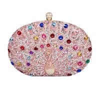 Ccguoea Women's Evening Bag Peacocks Handbag Sparkling Rhinestones Purses Shoulder Bag for Wedding Party Cocktail Prom Rhinestones Clutch Purse