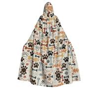 Cchgkpd Dog Bones Paw Prints Print Hooded Cloak Renaissance Style Halloween Cosplay Costume Medieval Hooded Robe For Men And Women