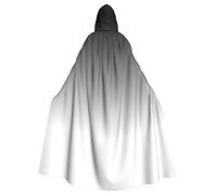 Cchgkpd Ombre White To Black Print Hooded Cloak Renaissance Style Halloween Cosplay Costume Medieval Hooded Robe For Men And Women