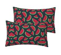 Cchgkpd Red Watermelon Print Faux Linen Pillowcase Set Two-Piece Printed Bedding Set For A Modern Home Decor