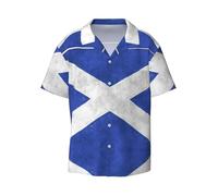 Cchgkpd Scottish Retro Print Men's Short Sleeve Button-Down Shirt Wrinkle-Free, Lightweight Comfort for Summer Casual Wear with Pockets Black
