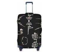 Cchgkpd Skeletons Yoga Print Personalized Elastic Washable Luggage Cover for 18-32 Inch Suitcases
