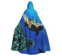 Cchgkpd Submarine Turtle Under The Sea Print Hooded Cloak Renaissance Style Halloween Cosplay Costume Medieval Hooded Robe For Men And Women