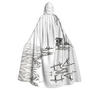 Cchgkpd Summer Beach With Palm Trees Print Hooded Cloak Renaissance Style Halloween Cosplay Costume Medieval Hooded Robe For Men And Women
