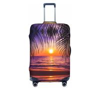 Cchgkpd Sunset Ocean with Tropical Palm Trees Twilight Scenery Print Personalized Elastic Washable Luggage Cover for 18-32 Inch Suitcases