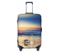 Cchgkpd Sunset View On The Beach Shore Print Personalized Elastic Washable Luggage Cover for 18-32 Inch Suitcases