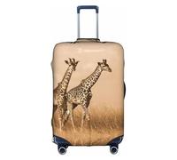 Cchgkpd Two Giraffe Running On The Barren Print Personalized Elastic Washable Luggage Cover for 18-32 Inch Suitcases