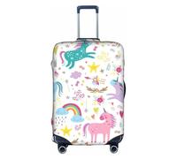 Cchgkpd Unicorns Pink Print Personalized Elastic Washable Luggage Cover for 18-32 Inch Suitcases