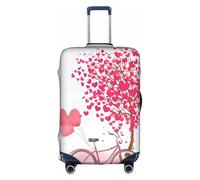 Cchgkpd Valentine's Day Romantic Heart Trees Bicycle Print Personalized Elastic Washable Luggage Cover for 18-32 Inch Suitcases