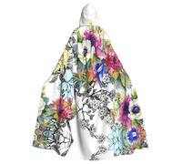 Cchgkpd Wild Flowers Birds Leaves Branches Print Hooded Cloak Renaissance Style Halloween Cosplay Costume Medieval Hooded Robe For Men And Women