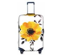 Cchgkpd Yellow Flower Print Personalized Elastic Washable Luggage Cover for 18-32 Inch Suitcases
