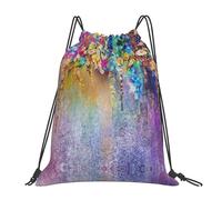 cchgnm Abstract Purple Weeping Flower Print Lightweight And Foldable Drawstring Gym Bag,Multi-Functional Sports Yoga Travel Storage Bag