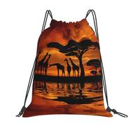 cchgnm Africa Giraffe Majestic Tree Print Lightweight And Foldable Drawstring Gym Bag,Multi-Functional Sports Yoga Travel Storage Bag