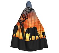 cchgnm African Elephant 1 Print Halloween Role Playing Costume,Medieval Retro Wizard Robe, Adult Hooded Knight Cape For Men And Women