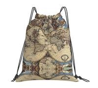 cchgnm Ancient Map World Globe Print Lightweight And Foldable Drawstring Gym Bag,Multi-Functional Sports Yoga Travel Storage Bag