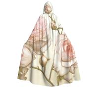 cchgnm Beauty Pink Roses Print Halloween Role Playing Costume,Medieval Retro Wizard Robe, Adult Hooded Knight Cape For Men And Women