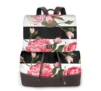 cchgnm Black White Striped Flowers Print Elegant Lightweight Women'S Backpack Is Suitable For Various Occasions Such As Work,Travel,And Dates.