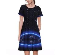 cchgnm Blue Constellation Galaxy Print Women's Fashionable Beach Dress