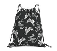 cchgnm Bunny Rabbit Print Lightweight And Foldable Drawstring Gym Bag,Multi-Functional Sports Yoga Travel Storage Bag