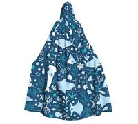 cchgnm Cute Blue Fish 1 Print Halloween Role Playing Costume,Medieval Retro Wizard Robe, Adult Hooded Knight Cape For Men And Women