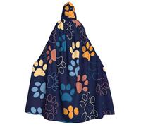 cchgnm Cute Dog Paw Print Halloween Role Playing Costume,Medieval Retro Wizard Robe, Adult Hooded Knight Cape For Men And Women