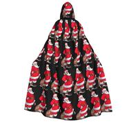cchgnm Cute Santa Claus Print Halloween Role Playing Costume,Medieval Retro Wizard Robe, Adult Hooded Knight Cape For Men And Women