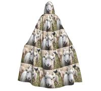cchgnm Cute Sheep Lamb Print Halloween Role Playing Costume,Medieval Retro Wizard Robe, Adult Hooded Knight Cape For Men And Women