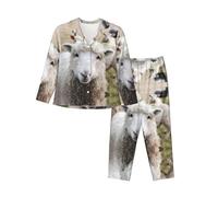 cchgnm Cute Sheep Lamb Print Soft Long-Sleeved Pajamas,Ladies Pajamas Suits Black