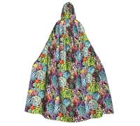 cchgnm Cute Succulents Print Halloween Role Playing Costume,Medieval Retro Wizard Robe, Adult Hooded Knight Cape For Men And Women