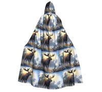 cchgnm Fall Moose Deer Print Halloween Role Playing Costume,Medieval Retro Wizard Robe, Adult Hooded Knight Cape For Men And Women