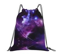 cchgnm Galaxy Starry Space Purple Starry Print Lightweight And Foldable Drawstring Gym Bag,Multi-Functional Sports Yoga Travel Storage Bag