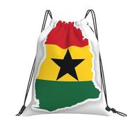 cchgnm Ghana Flag Map Print Lightweight And Foldable Drawstring Gym Bag,Multi-Functional Sports Yoga Travel Storage Bag