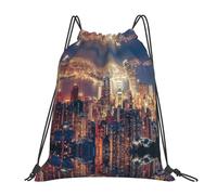 cchgnm Hong Kong Print Lightweight And Foldable Drawstring Gym Bag,Multi-Functional Sports Yoga Travel Storage Bag
