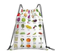 cchgnm Introduction Of Various Vegetables Print Lightweight And Foldable Drawstring Gym Bag,Multi-Functional Sports Yoga Travel Storage Bag