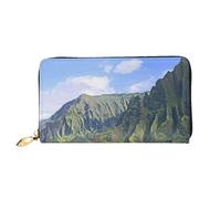 cchgnm Kauai Hawaii Seashore Print Classic Leather Long Clutch Wallet,Stylish Men'Sand Women's Wallet with Zipper and Multiple Card Slots.