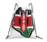 cchgnm Kenya Flag Map Print Lightweight And Foldable Drawstring Gym Bag,Multi-Functional Sports Yoga Travel Storage Bag
