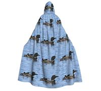cchgnm Loon Birds Print Halloween Role Playing Costume,Medieval Retro Wizard Robe, Adult Hooded Knight Cape For Men And Women