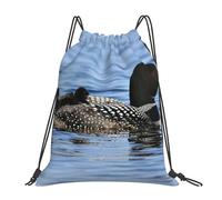 cchgnm Loon Birds Print Lightweight And Foldable Drawstring Gym Bag,Multi-Functional Sports Yoga Travel Storage Bag